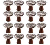 QOXEZY Cuencos de helado de acero inoxidable 4 piezas con cuenco de postre con patas de madera para aperitivos, pudín, yogur, frutas, golosinas para servir (16)