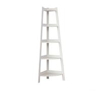 QOXEZY Estantería esquinera alta de 5 niveles con escalera moderna para oficina en casa, color blanco, 106 x 30 cm