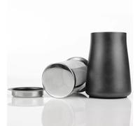QOXEZY Filtro de café molido de acero inoxidable, diseño de tamiz integrado, métodos de preparación manuales, concentrado para aroma, compatible con uso doméstico y de viaje, 6 x 7,5 x 10,5 cm, negro