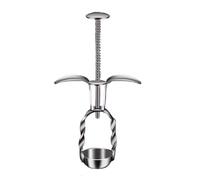 QOXEZY Herramienta para deshuesar cerezas, aceitunas, azufaifas y dátiles rojos, descorazonador de frutas de acero inoxidable con prensa con resorte, lavavajillas, plateado