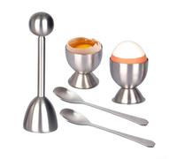 QOXEZY Juego de abridor de huevos de acero inoxidable, configuración de 5 piezas, eliminación precisa de cáscaras de huevo hervidas sin ensuciar y perfecto para el desayuno familiar (blanco crema)