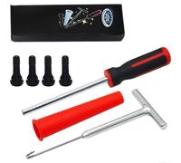 QOXEZY Kit de herramientas de repuesto rápido de vástago de válvula de neumático que incluye vástagos TR413, gancho en T de acero para extracción sin daños, mango de goma suave para un mejor control