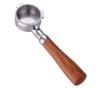 QOXEZY Mango de espresso sin fondo de 51 mm, para cafetera Dedica EC680/EC685/EC785, acero inoxidable 304 con palisandro, filtro de una sola capa para extracción de aceite