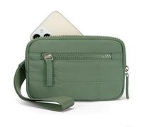 QOXEZY Mini cartera cuadrada plisada con ventana de PVC transparente, material de poliéster impermeable, diseño ultraligero, bolsa de almacenamiento para tarjetas, dinero en efectivo, almacenamiento