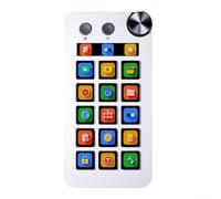 QOXEZY Mini teclado centrado en el usuario con botones LCD para una mayor eficiencia de creación de contenido (blanco)