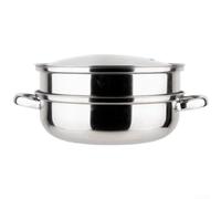 QOXEZY Olla de vapor gruesa de acero inoxidable 304 de doble capa, rejillas de vapor de dos niveles para estufa de gas, estufa eléctrica, estufa de inducción