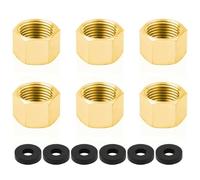 QOXEZY Paquete de 6 tapas de latón para manguera de jardín con sellado para anillo para mangueras estándar de 1/2, 3/4, 3/8 pulgadas, cubierta de salida de agua a prueba de fugas para jardinería al