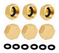 QOXEZY Paquete de 6 tapas de latón para manguera de jardín con sellado para anillo para mangueras estándar de 1/2, 3/4, 3/8 pulgadas, cubierta de salida de agua a prueba de fugas para jardinería al