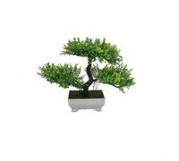QOXEZY Planta bonsái artificial en miniatura, follaje verde realista sin mantenimiento, para decoración de interiores, escritorio, estante superior (verde)