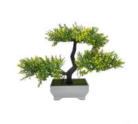 QOXEZY Planta bonsái artificial en miniatura, follaje verde realista sin mantenimiento, para decoración de interiores, escritorio, estante superior (amarillo)