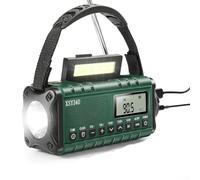 QOXEZY Radio Meteorológica Con Cable, Radio FM/AM Solar Y De Manivela Con Batería Externa De 10000 MAh Para Linterna, Luz De Lectura, Carga, Y Conector Para Auriculares 18 X 7 X 10 Cm(Army Green)