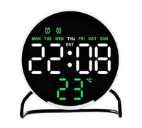 QOXEZY Reloj LED de escritorio multifuncional con alarma y luz nocturna, control de botón táctil, para gestión del tiempo en el hogar y la oficina (blanco y verde)