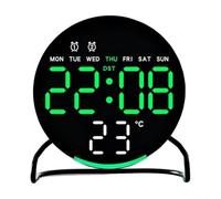 QOXEZY Reloj LED de escritorio multifuncional con alarma y luz nocturna, control de botón táctil, para gestión del tiempo en el hogar y la oficina (negro y verde)