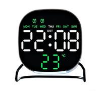 QOXEZY Reloj LED multifuncional con visualización de fecha, alarma, control táctil, cuenta regresiva y luz nocturna suave, perfecto para dormitorios (blanco y verde)
