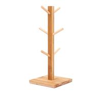 QOXEZY Soporte de madera para tazas de café, 6 ganchos | Mantén tu encimera de cocina organizada con un soporte de árbol de madera natural con seis ganchos para tazas y tazas.