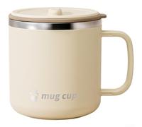 QOXEZY Taza de café de viaje de acero inoxidable de 13 onzas y 16.9 onzas, taza aislada de doble pared con tapa, colador de té integrado, cuchara de café plegable para oficina y hogar (tapa deslizante