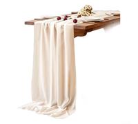 QOXEZY Tira de mesa de poliéster translúcido, tela transparente ligera que añade dimensión y suavidad, para mesas de recepción de boda (almendra)