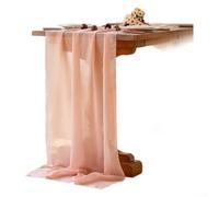 QOXEZY Tira de mesa de poliéster transparente translúcida, tela transparente ligera que añade dimensión y suavidad, para mesas de recepción de boda (rosa)