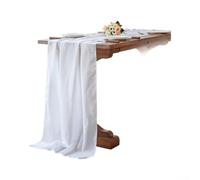 QOXEZY Tira de mesa de poliéster transparente translúcida, tela transparente ligera que añade dimensión y suavidad, para mesas de recepción de boda (blanco)