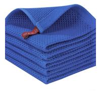 QOXEZY Toallas de cocina de algodón altamente absorbentes con tejido gofre, paños suaves para control de humedad y gestión de derrames, toallas de algodón lavables a máquina para cocina (azul y azul)