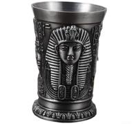 QOXEZY Vasos de chupito de aleación de zinc con detalles tradicionales de patrón de Dios, para cultura antigua, para bar y uso social, color plateado antiguo, capacidad de 30 ml (La reina)