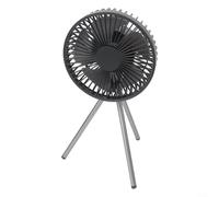QOXEZY Ventilador de camping de altura ajustable con batería recargable de 4000 mAh, luz LED integrada para una mayor visibilidad en zonas oscuras (A)