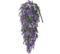 QOXEZY Vid artificial colgante, hiedra sintética de 70 cm de longitud, 5 ramas, seda artificial y plástico para sala de estar, oficina, vestíbulo de hotel y jardín (morado)