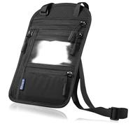 Qozabualy Cartera para pasaporte de cuello, organizador de documentos de viaje para hombres y mujeres, Negro -, Cartera para pasaporte