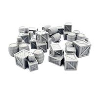 QP3D - Cajas y barriles Scatter Terrain - Cofre de madera de fantasía para paisajes de mesa y juegos de rol de 28-32 mm, miniaturas, accesorios de juego de guerra DnD D&D, impreso en 3D y se puede
