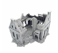 QP3D - Campo de juego de guerra - Casa de piedra en ruinas, paisaje para juegos de mesa en miniatura 28-32 mm, edificio europeo medieval 16-20th siglo para modelado