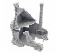 QP3D - Casa medieval de piedra en ruinas, paisaje de terreno de juego de guerra para juegos de mesa de 15 mm, miniaturas de escala de 20 mm, edificio europeo del siglo 16-20 para modelado ferroviario