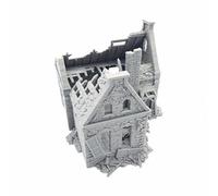 QP3D - Terreno de juego de guerra - Casa de piedra en ruinas, paisaje para juegos de mesa miniaturas a escala de 15 mm, edificio europeo medieval del siglo 16-20 para modelado ferroviario RPG 2WW (15