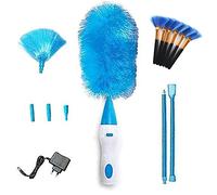 QPALB Plumero eléctrico Giratorio, 360°, para Limpiar el Cepillo portátil, Plumero retráctil, Recargable (Azul+1)