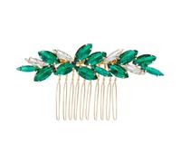 QPASRLAL Accesorios para el Cabello de Novia, Accesorios para moño para el Pelo, peineta para el Pelo con Diamantes de imitación Verdes, Tocado de Cristal para Novia