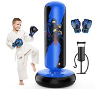 QPAU Saco Boxeo Niños, Bolsa De Boxeo Inflable De Pie para 3-8 Niños, Punching Ball Boxeo Regalos para Niños Y Niñas, Saco De Boxeo Set para Practicar Karate, Taekwondo, MMA