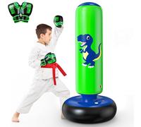 QPAU Saco Boxeo Niños, Bolsa De Boxeo Inflable De Pie para 3-8 Niños, Punching Ball Boxeo Regalos para Niños Y Niñas, Saco De Boxeo Set para Practicar Karate, Taekwondo, MMA