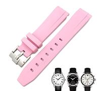 QPDRNC Correa de reloj de goma curvada de 19 mm y 20 mm para Tissot 1853 Lelocle PRC200 Rolex Submariner Hamilton Omega correa de reloj impermeable (color: rosa 1, tamaño: 20 mm)