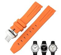 QPDRNC Correa de reloj de goma curvada de 19 mm y 20 mm para Tissot 1853 Lelocle PRC200 Rolex Submariner Hamilton Omega correa de reloj impermeable (color: naranja, tamaño: 20 mm)