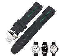 QPDRNC Correa de reloj de goma curvada de 19 mm y 20 mm para Tissot 1853 Lelocle PRC200 Rolex Submariner Hamilton Omega correa de reloj impermeable (color: negro verde, tamaño: 20 mm)