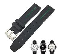 QPDRNC Correa de reloj de goma curvada de 19 mm y 20 mm para Tissot 1853 Lelocle PRC200 Rolex Submariner Hamilton Omega correa de reloj impermeable (color: negro verde 1, tamaño: 19 mm)