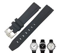 QPDRNC Correa de reloj de goma curvada de 19 mm y 20 mm para Tissot 1853 Lelocle PRC200 Rolex Submariner Hamilton Omega correa de reloj impermeable (color: negro 1, tamaño: 19 mm)