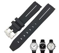 QPDRNC Correa de reloj de goma curvada de 19 mm y 20 mm para Tissot 1853 Lelocle PRC200 Rolex Submariner Hamilton Omega correa de reloj impermeable (color: negro blanco 1, tamaño: 20 mm)