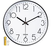 QPEUIM Reloj de Pared de 12 Pulgadas, Funciona con Pilas, Esfera estereoscópica, Movimiento ultrasilencioso, Cuarzo para Oficina, Aula, Escuela, hogar, Sala de Estar, Dormitorio, Cocina