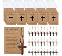 Qpige 30 tarjetas de cruz de bolsillo a granel, regalos cristianos, dijes de cruz de bolsillo de madera, regalos religiosos cristianos, regalos pequeños basados en la fe, regalo de bautizo, regalos