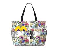 QPIPGER Bolsa de viaje grande con estampado de flores silvestres y pájaros para mujer, impermeable, a prueba de arena, con bolsillos con cremallera