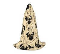 QPIPGER Bonito disfraz de perro carlino con capucha para hombres y mujeres, para fiestas, cosplay, mago, bruja, vikingo, talla S