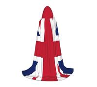 QPIPGER Capa con capucha para disfraz de Halloween con estampado de bandera del Reino Unido, para hombres y mujeres, fiesta, cosplay, mago, bruja, vikingo, talla L