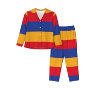 QPIPGER Conjunto de pijama de manga larga para mujer con estampado de bandera de Armenia, a la moda, único, suave, transpirable, ropa de dormir, Negro, M-L