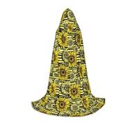 QPIPGER Disfraz de Halloween con capucha y estampado de flores de sol para hombres y mujeres, para fiestas, cosplay, mago, bruja, vikingo, talla M