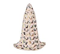 QPIPGER Disfraz de Halloween con estampado de flores de perro, capa con capucha para hombres y mujeres, fiesta, cosplay, mago, bruja, vikingo, bata L